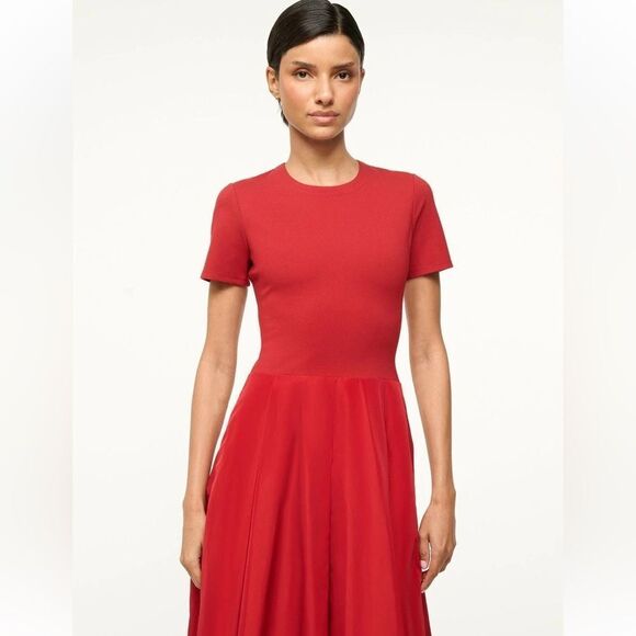 NWT STAUD HOPPER DRESS in ROUGE - Picture 6 of 16